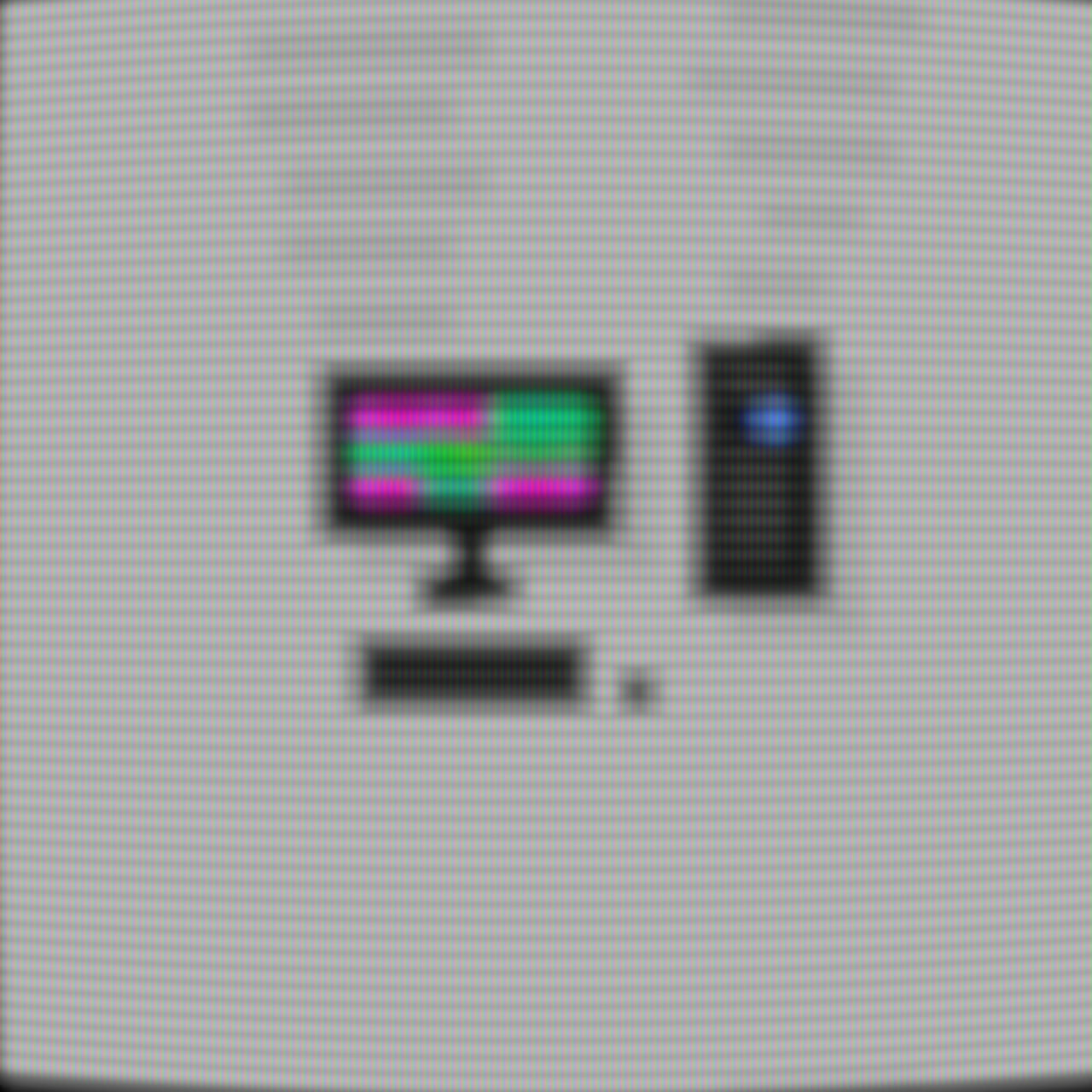 A glitchy broken pixel art computer monitor